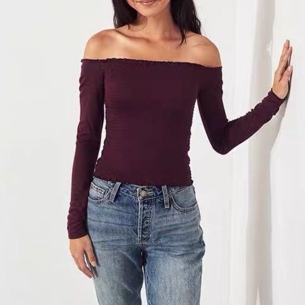 Hollister smocked, off the shoulder Top